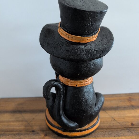 Vintage Style Halloween Black Cat Resin Tabletop Statue Figure Decor 10” Retro - Picture 4 of 4